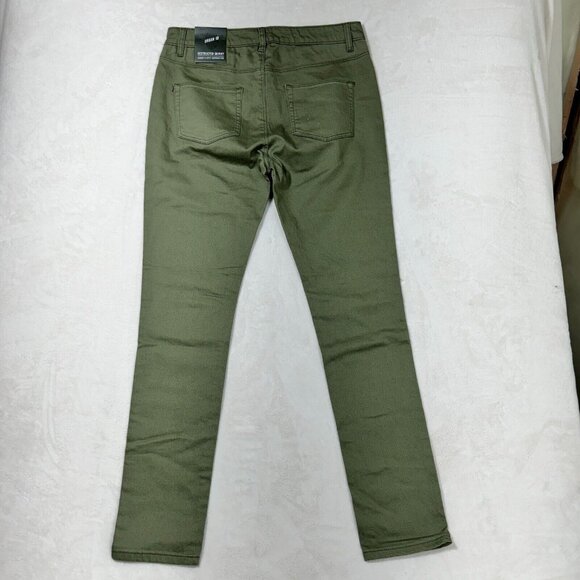 Urban ID Men's 34 Green Distressed Destructed Skinny Jeans - Casual Denim Bottom - Picture 13 of 13